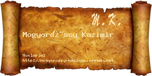 Mogyoróssy Kazimir névjegykártya